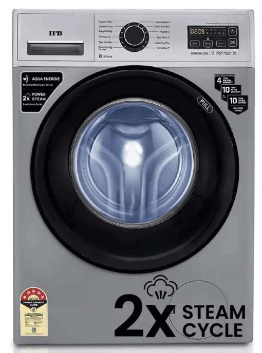 IFB 7 kg with Steam Wash, Aqua Energie, Anti-Allergen Fully Automatic Front Load Washing Machine with In-built Heater Silver  (SERENA ZSS 7010)